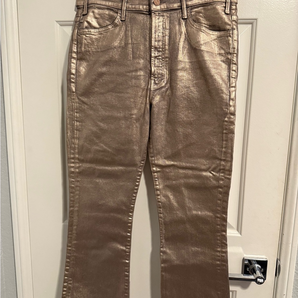 MOTHER Driftwood Gold Ankle Fray Jeans